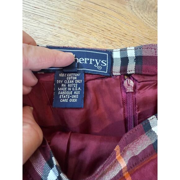 VTG Burberry Plaid Skirt Red White Women's 10 Cotton Pencil Preppy equestrian - Picture 6 of 7